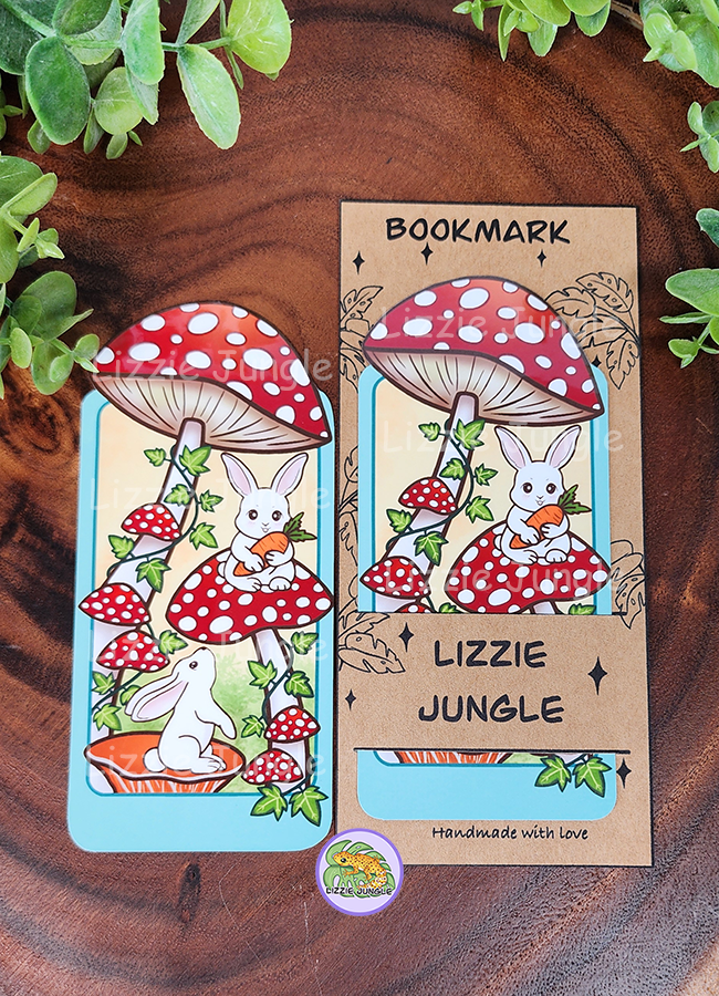 Bunnies Plays in Mushrooms Field Bookmark
