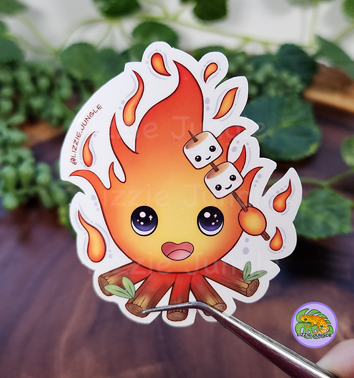 Calcifer Roasting Marshmallows :: Vinyl Sticker
