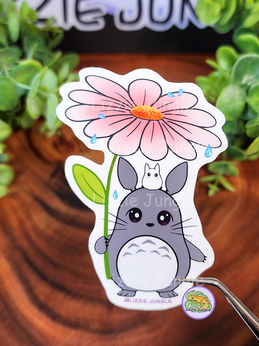 Totoro Holding a Daisy :: Vinyl Sticker
