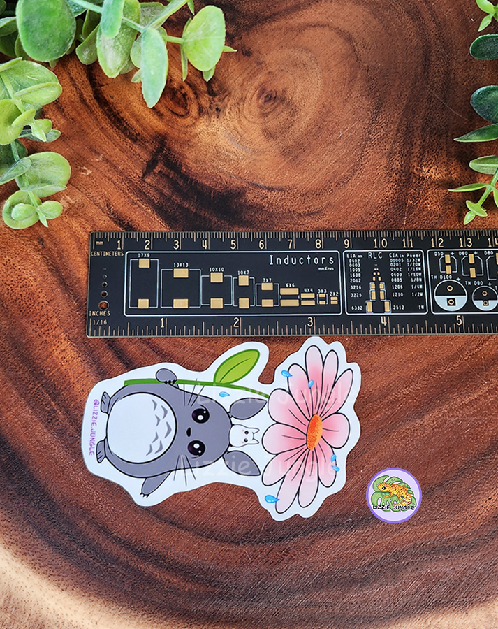 Totoro Holding a Daisy :: Vinyl Sticker