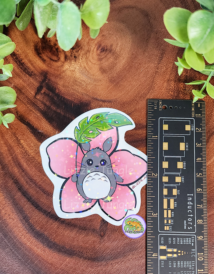 Sakura Totoro :: Holographic Vinyl Sticker