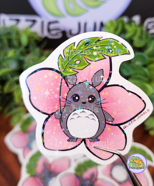 Sakura Totoro :: Holographic Vinyl Sticker