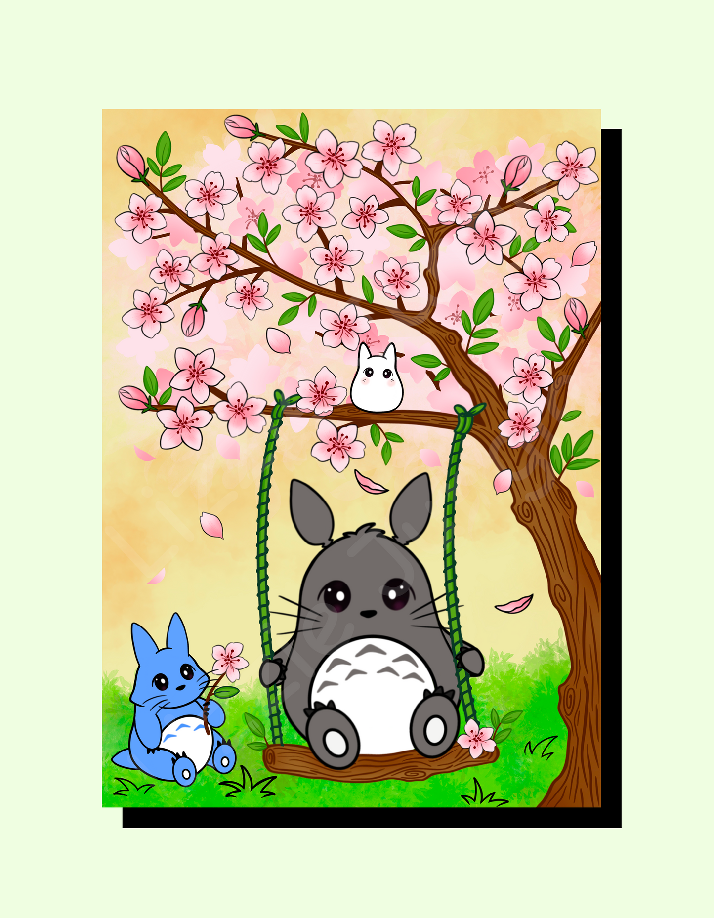 Totoro Playing in Sakura Field