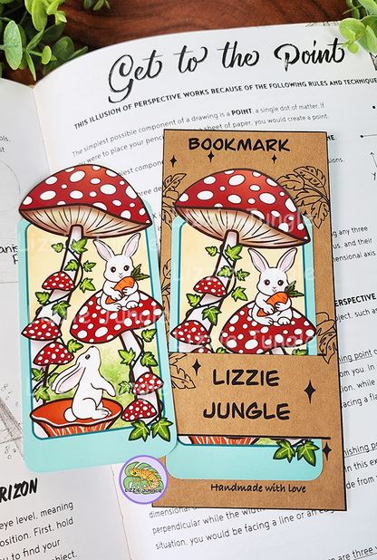 Bunnies Plays in Mushrooms Field Bookmark