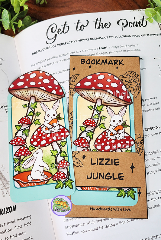 Bunnies Plays in Mushrooms Field Bookmark