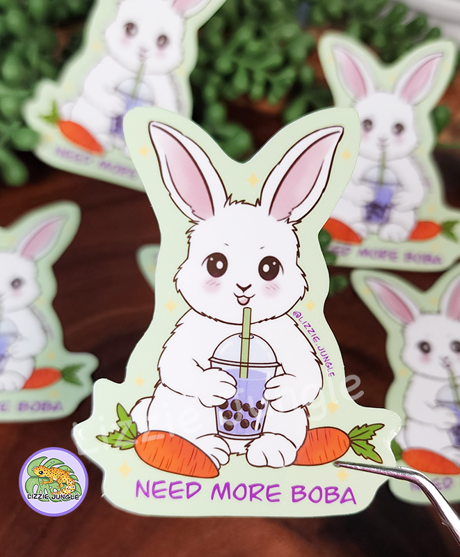 Bunny Need More Boba :: Vinyl Sticker