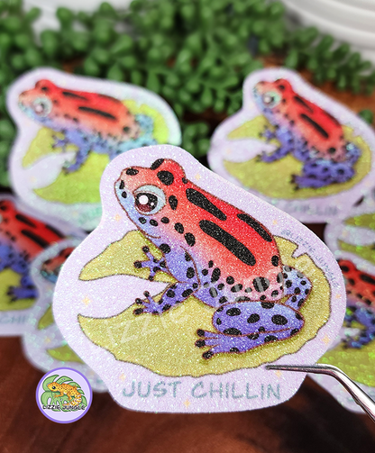 Just Chillin Froggy :: Vinyl Sticker