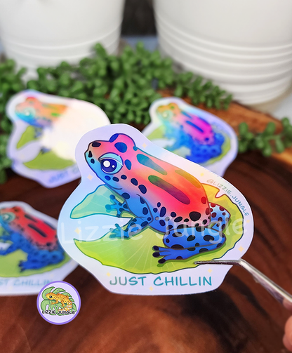 Just Chillin Froggy :: Vinyl Sticker