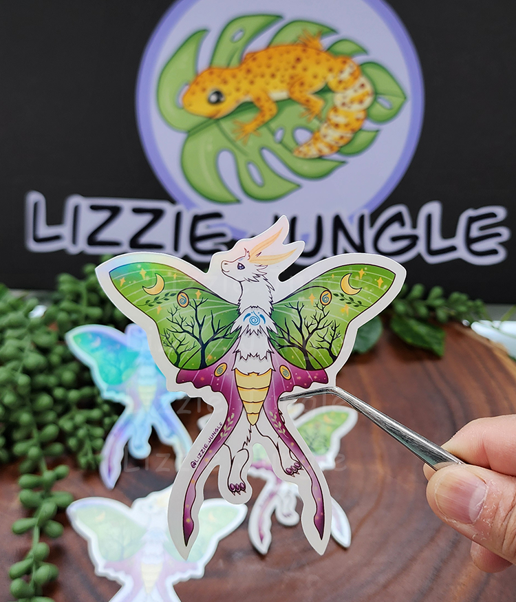 Luna Moth Dragon :: Holographic Vinyl Sticker