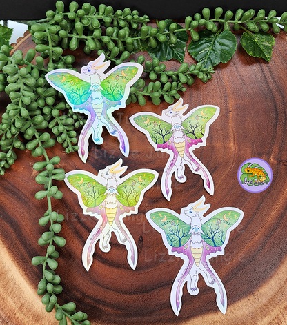 Luna Moth Dragon :: Holographic Vinyl Sticker