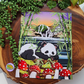 Sleepy Panda Resting in Bamboo Field Art Print