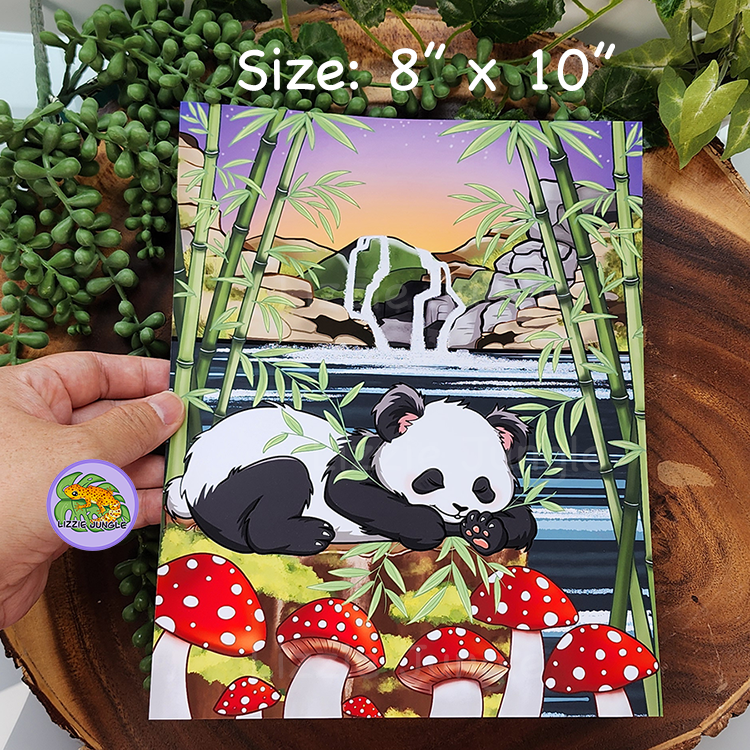 Sleepy Panda Resting in Bamboo Field Art Print