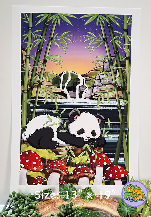 Sleepy Panda Resting in Bamboo Field Art Print