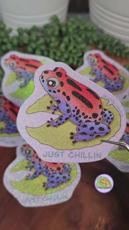 Just Chillin Froggy :: Vinyl Sticker