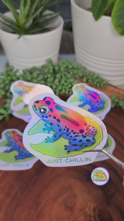 Just Chillin Froggy :: Vinyl Sticker