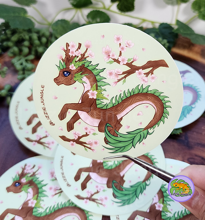 Sakura Dragon :: 4" Vinyl Sticker