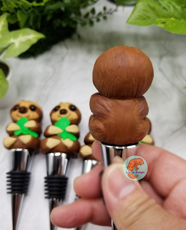 Sloth Eating Leaves Wine Stopper