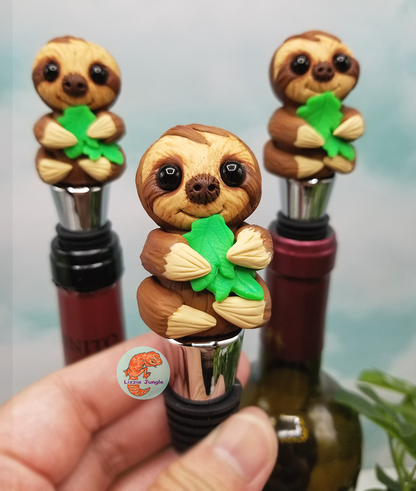 Sloth Eating Leaves Bottle Stopper