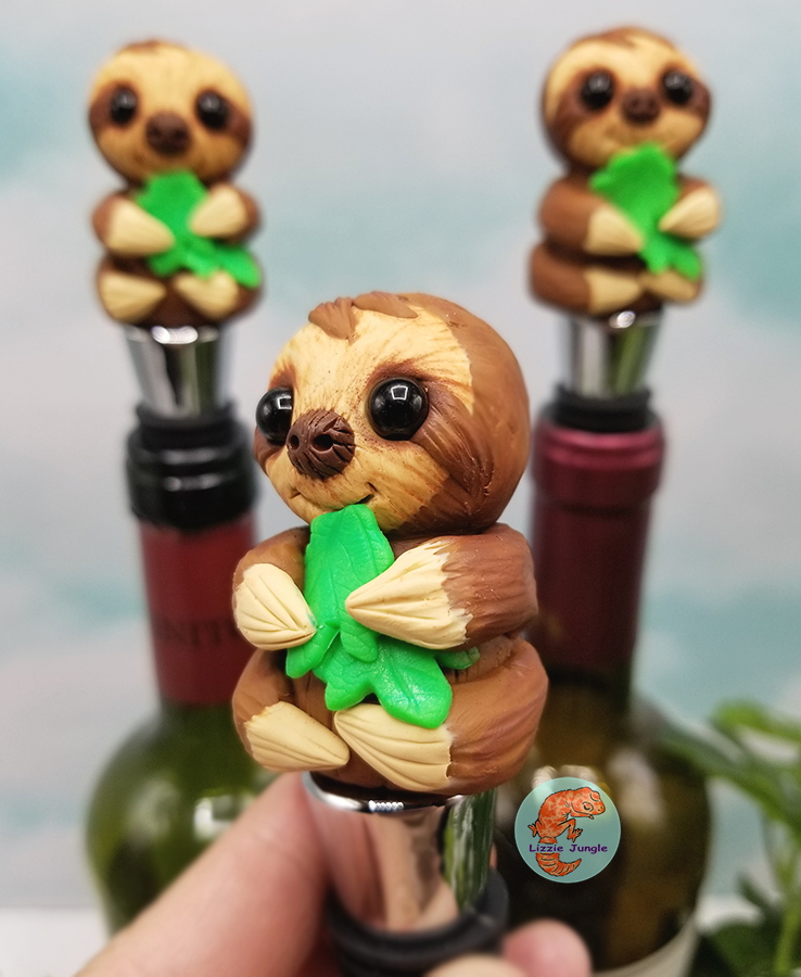 Sloth Eating Leaves Wine Stopper