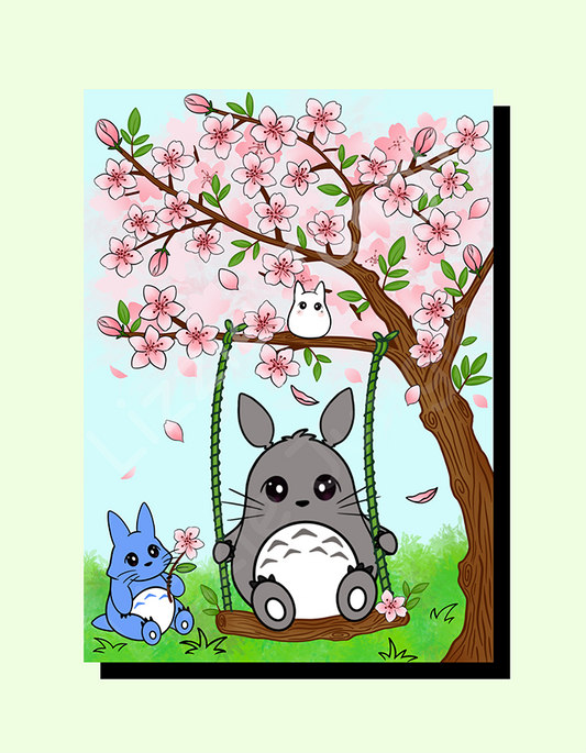 Totoro Playing in Sakura Field