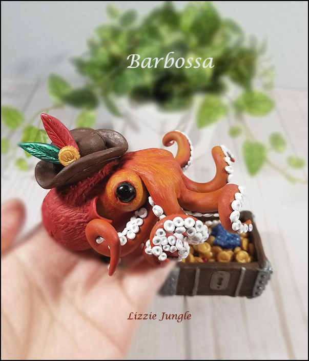 Barbossa - OOAK Red Pirate Octopus