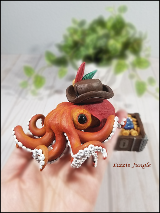 Barbossa - OOAK Red Pirate Octopus