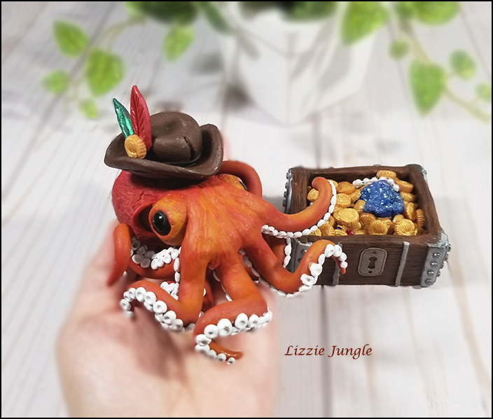 Barbossa - OOAK Red Pirate Octopus