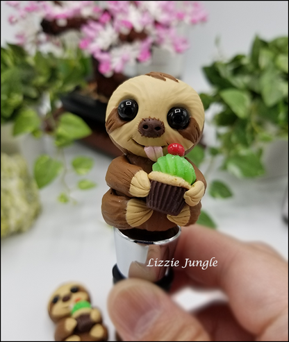 Sloth Holding Muffin Bottle Stopper