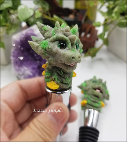 Stone Dragon with Mushrooms Bottle Stopper