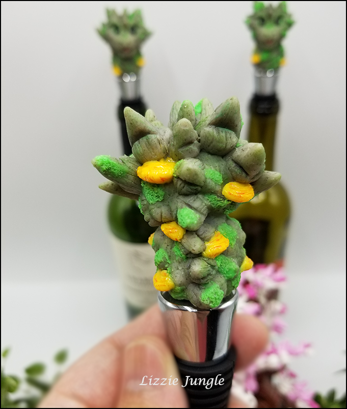 Stone Dragon with Mushrooms Wine Stopper Collectibles