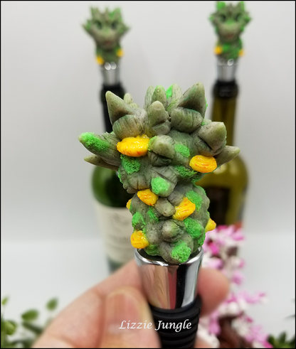 Stone Dragon with Mushrooms Bottle Stopper