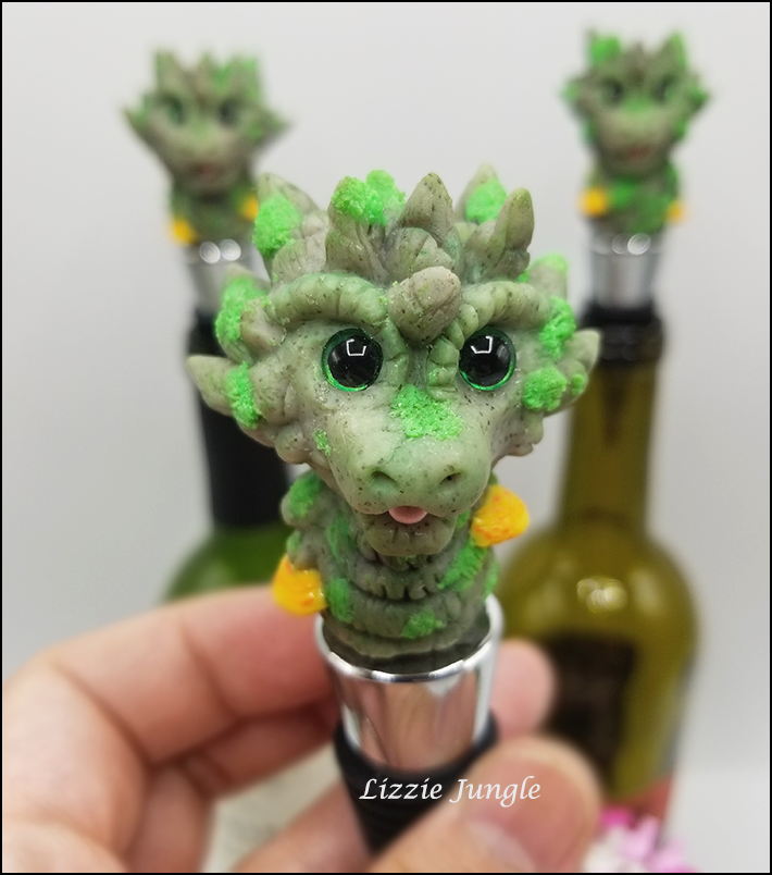 Stone Dragon with Mushrooms Wine Stopper Collectibles