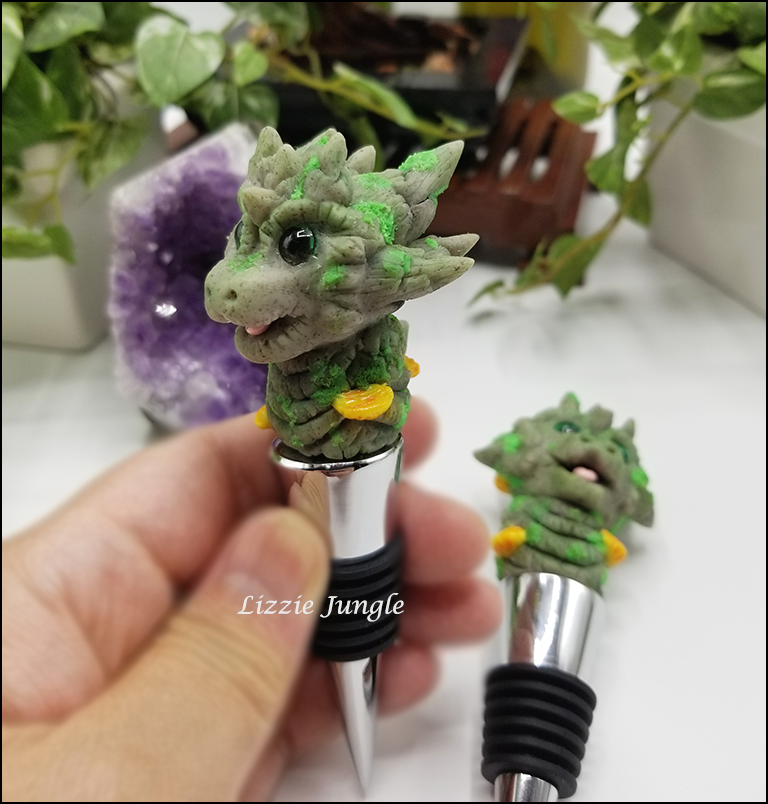 Stone Dragon with Mushrooms Wine Stopper Collectibles