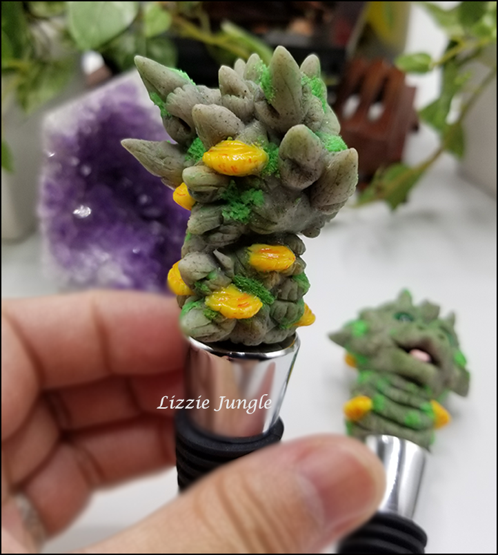 Stone Dragon with Mushrooms Wine Stopper Collectibles