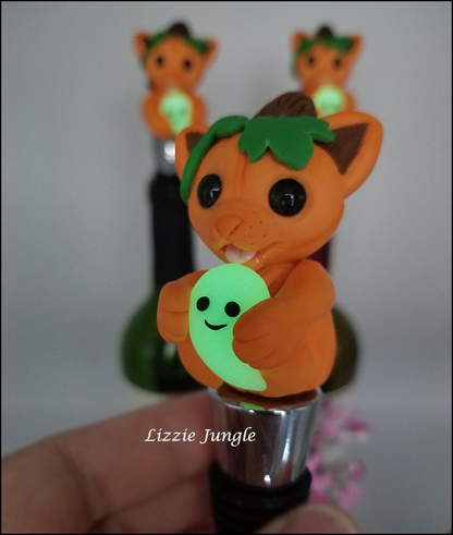 Pumpkin Halloween Cat Bottle Stopper