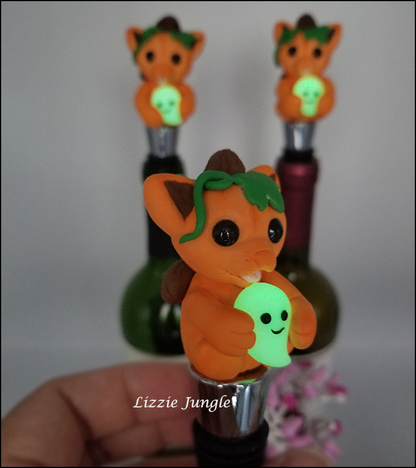 Pumpkin Halloween Cat Bottle Stopper