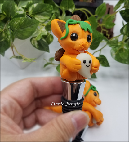 Pumpkin Halloween Cat Bottle Stopper