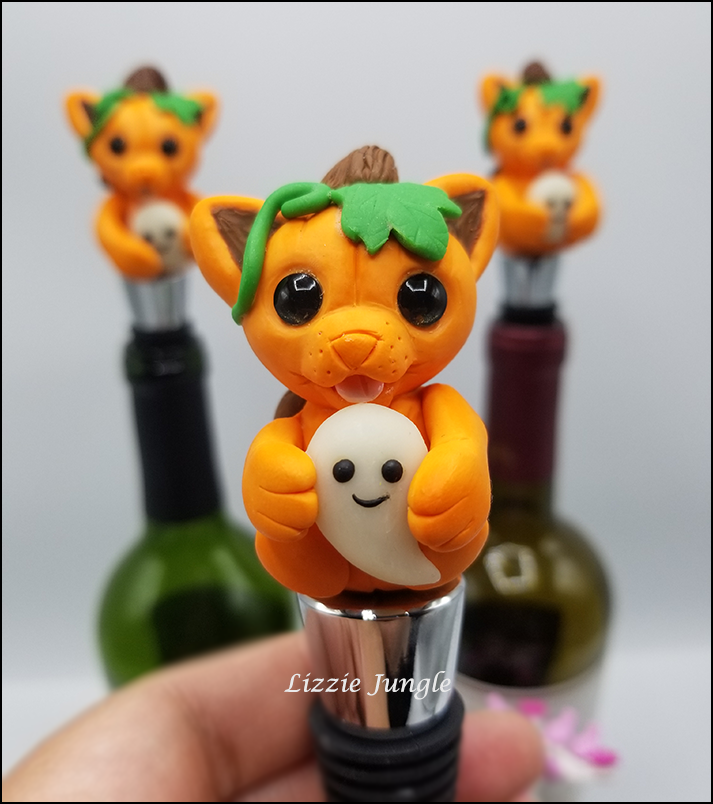 Pumpkin Halloween Cat Wine Stopper