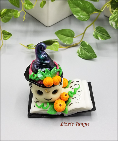 Zyla - Book Ghosty with Green Witch Hat